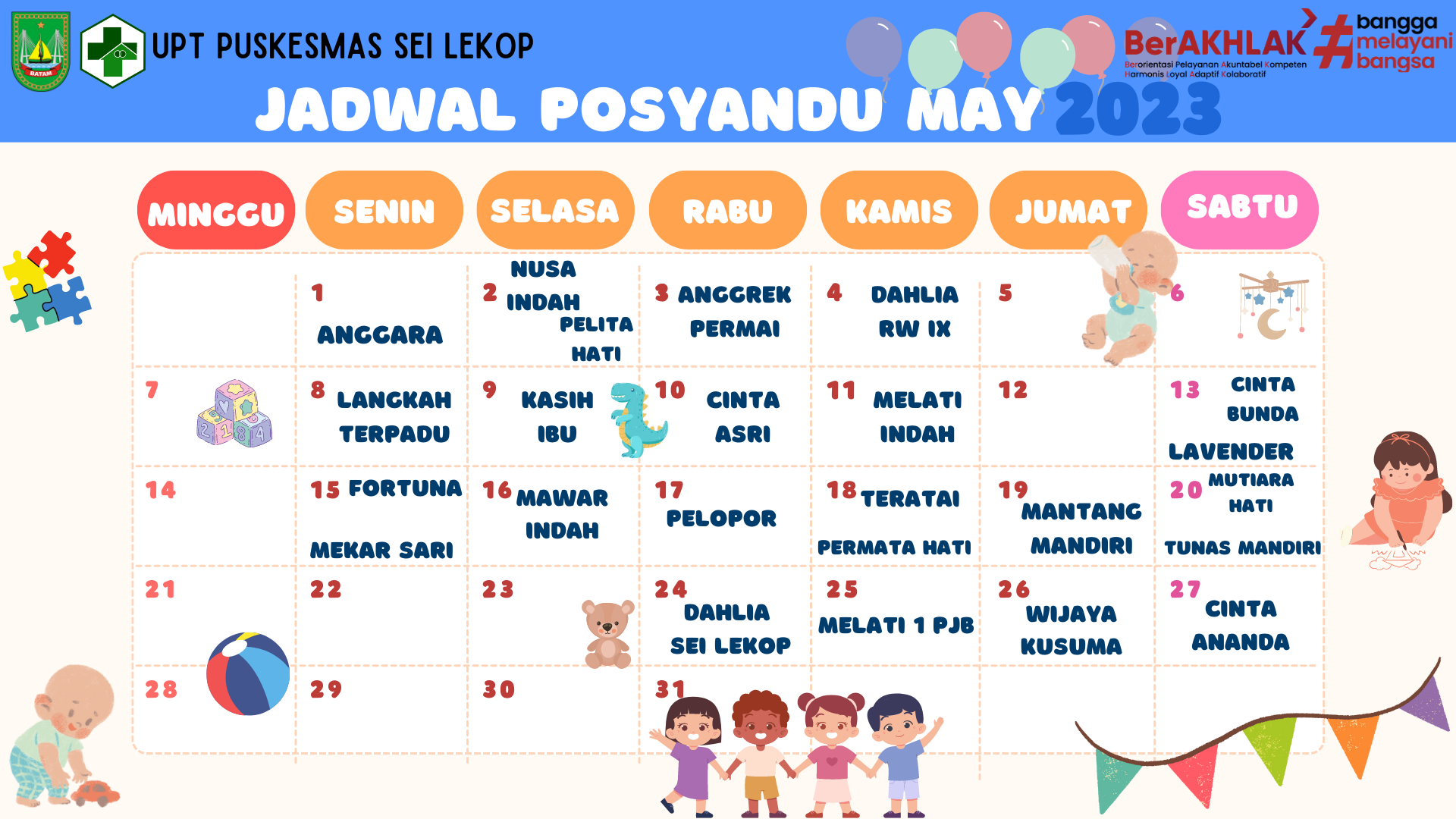 Jadwal Posyandu Puskesmas Sei Lekop Kota Batam